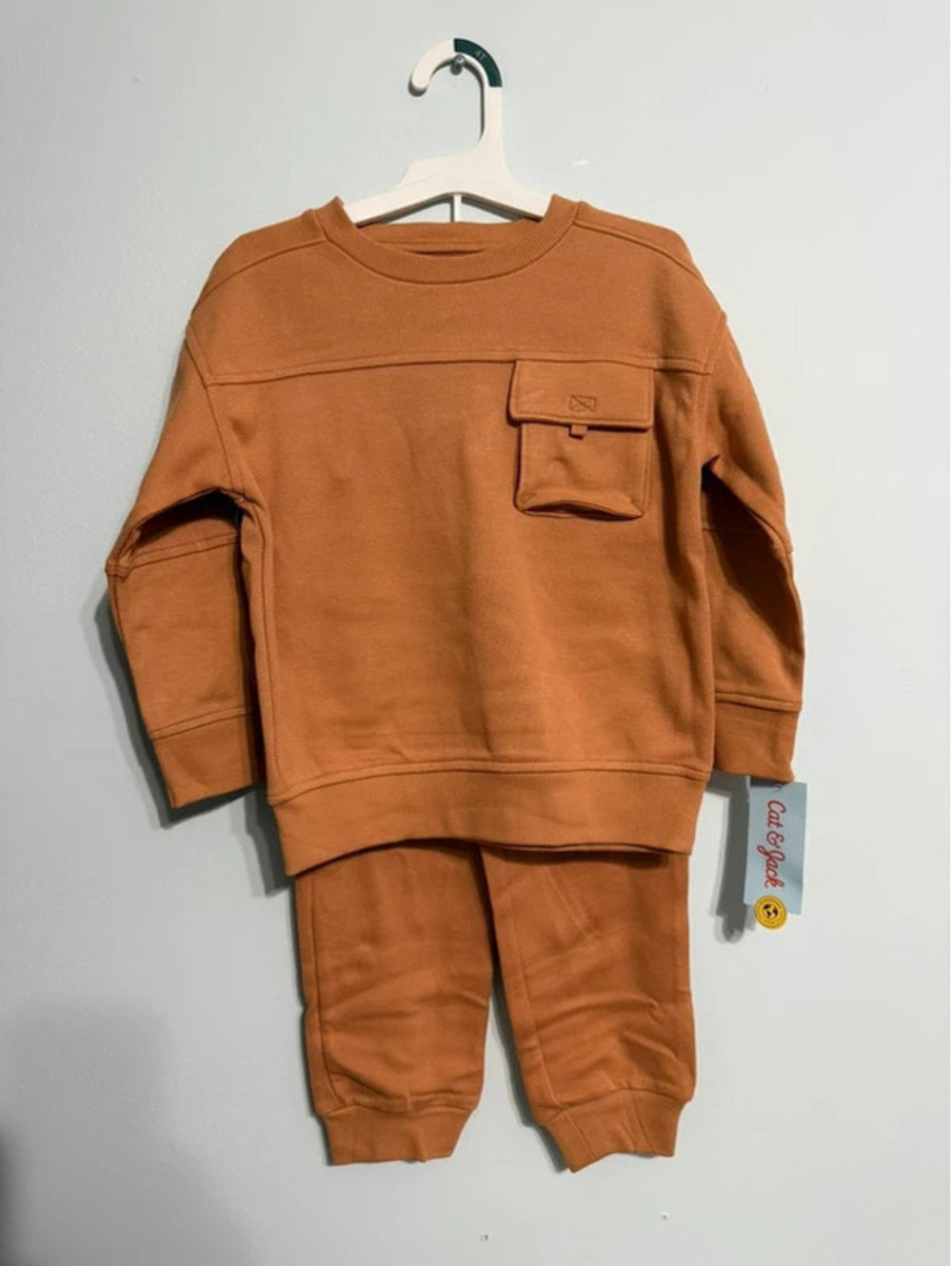 Cat & Jack 2-Piece Boys' Rust Orange Sweatshirt and Jogger Set, Size 4T